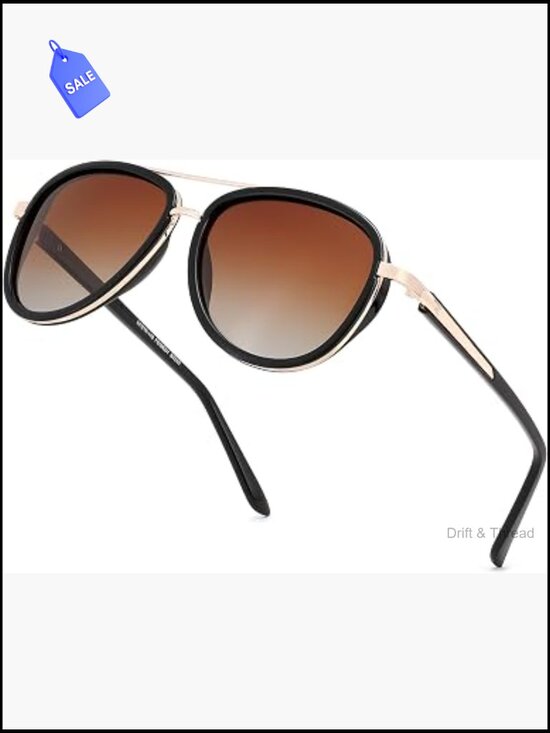 Retro Polarized Aviator Sunglasses UV400 with Case main image 6